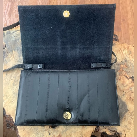 Vintage Genuine Eel Skin Black Shoulder Bag / Clutch - Picture 3 of 9